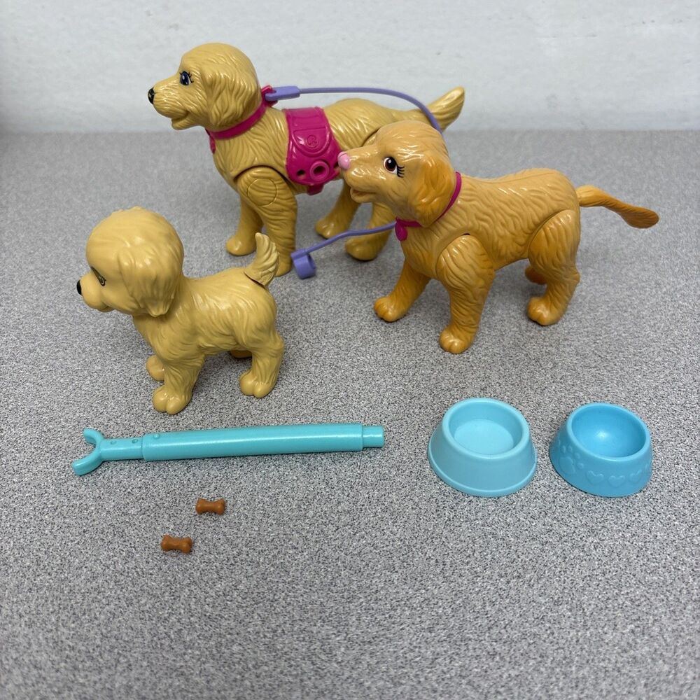 Barbie Doll Stroll ‘n Play Pups, 3 Dogs, 2 Taffy Goldens, 1 Potty Training Puppy